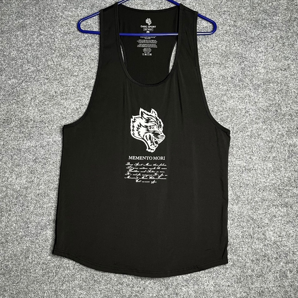 Darc Sport Dry Wolf Memento Mori Tank Top Mens Medium Black Racerback Stringer